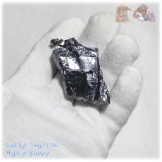 画像7: 約 55mm SUS304金具 非金属炭素鉱石 エリートシュンガイト 金属光沢 高純度化品 ペンダント ネックレス No.5746 (7)