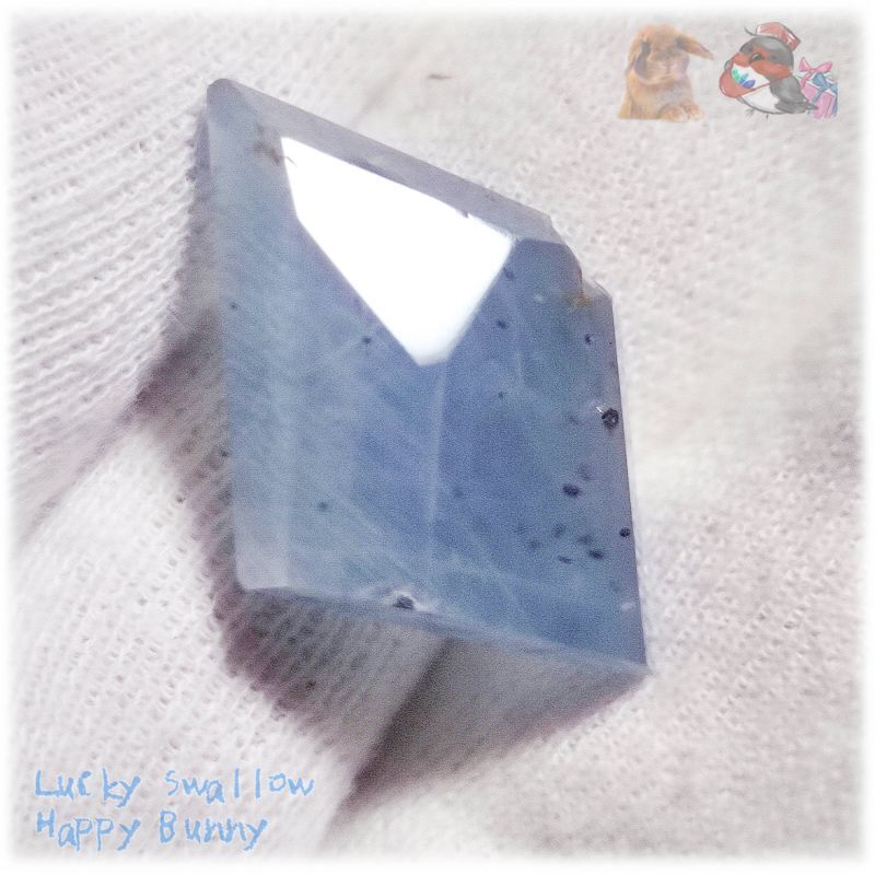 画像1: ブルーカルサイト 方解石 ファセットカット blue calcite No.6040 (1)