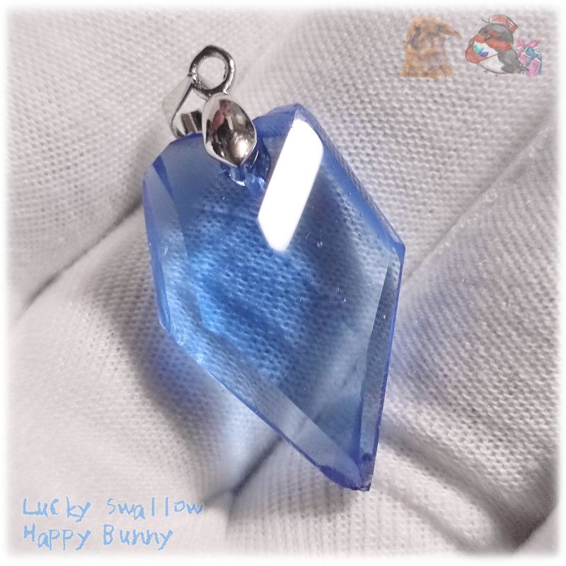 画像1: ◆ 手作りカットガラス ” 紺碧のアビゲイル ” ペンダント ネックレス チョーカー No.6071 (1)